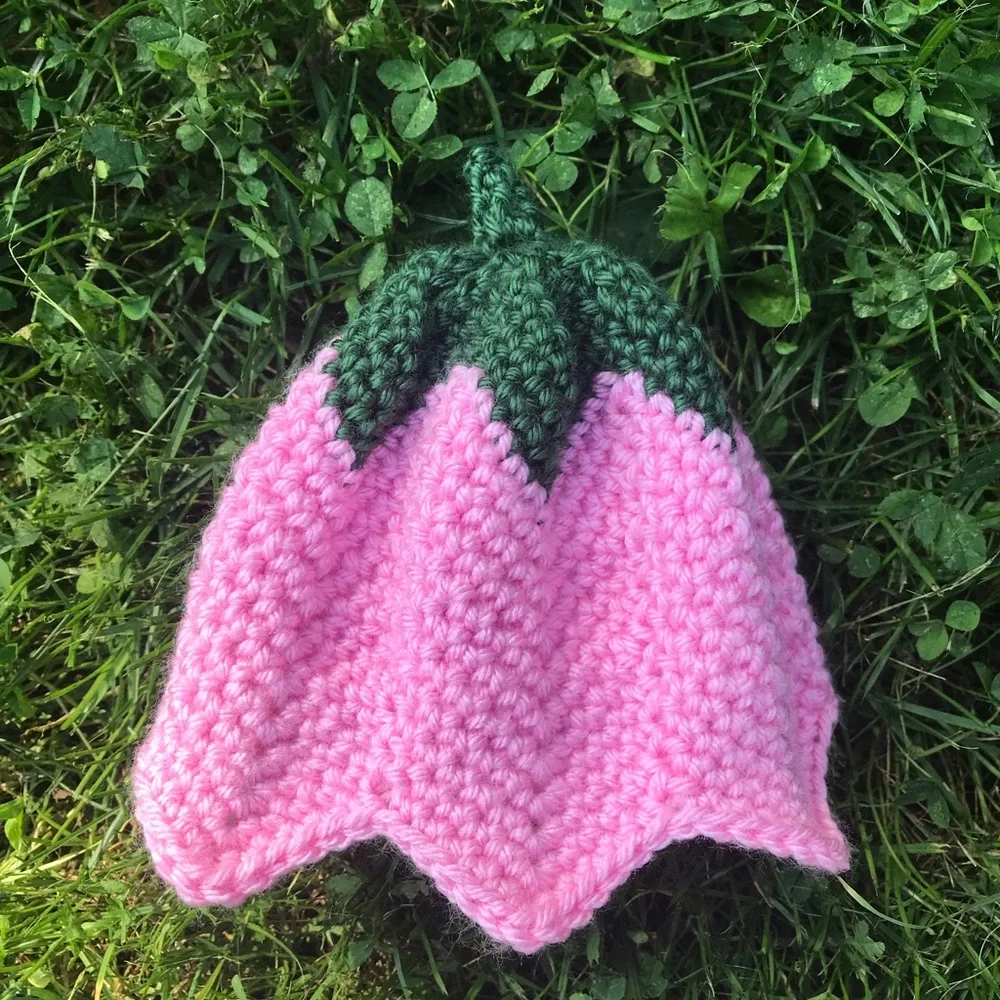 Handcrafted Pink Tulip Flower Baby Hat crochet